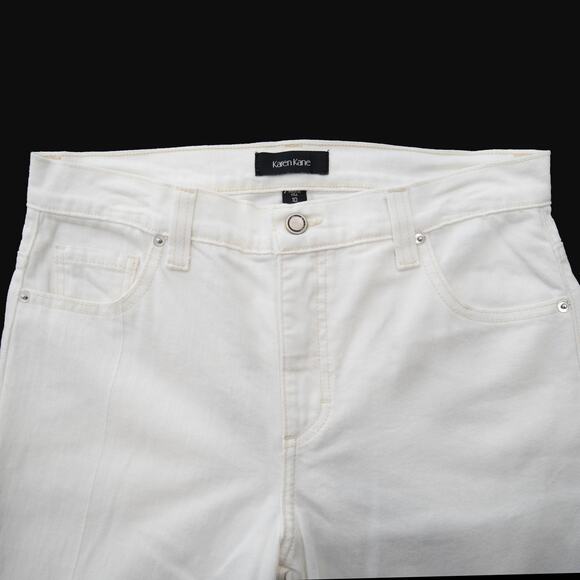 Karen Kane Off White Cropped Straight Leg Jeans Size 10 - Picture 4 of 9